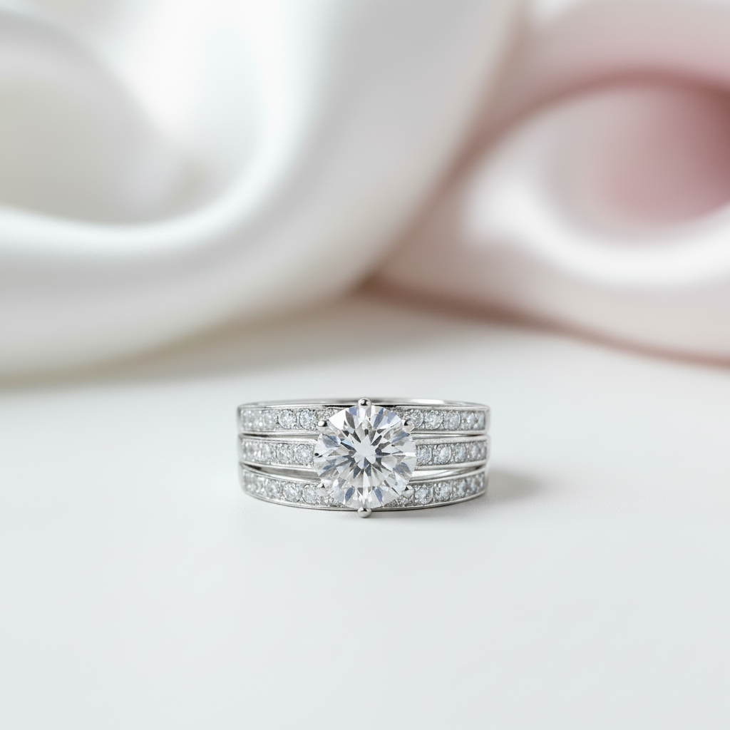 2.0 Ct Round Diamond Option Engagement Ring Set-Black Diamonds New York