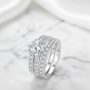 2.0 Ct Round Diamond Option Engagement Ring Set-Black Diamonds New York
