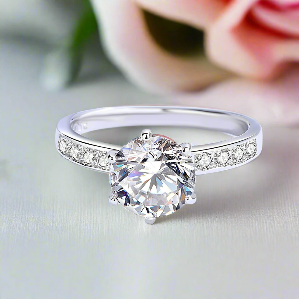 2.0 Ct Round Diamond Engagement Ring Set-Black Diamonds New York