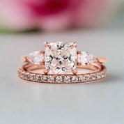 2.0ct Cushion Cut Three Stone Wedding Set-Black Diamonds New York