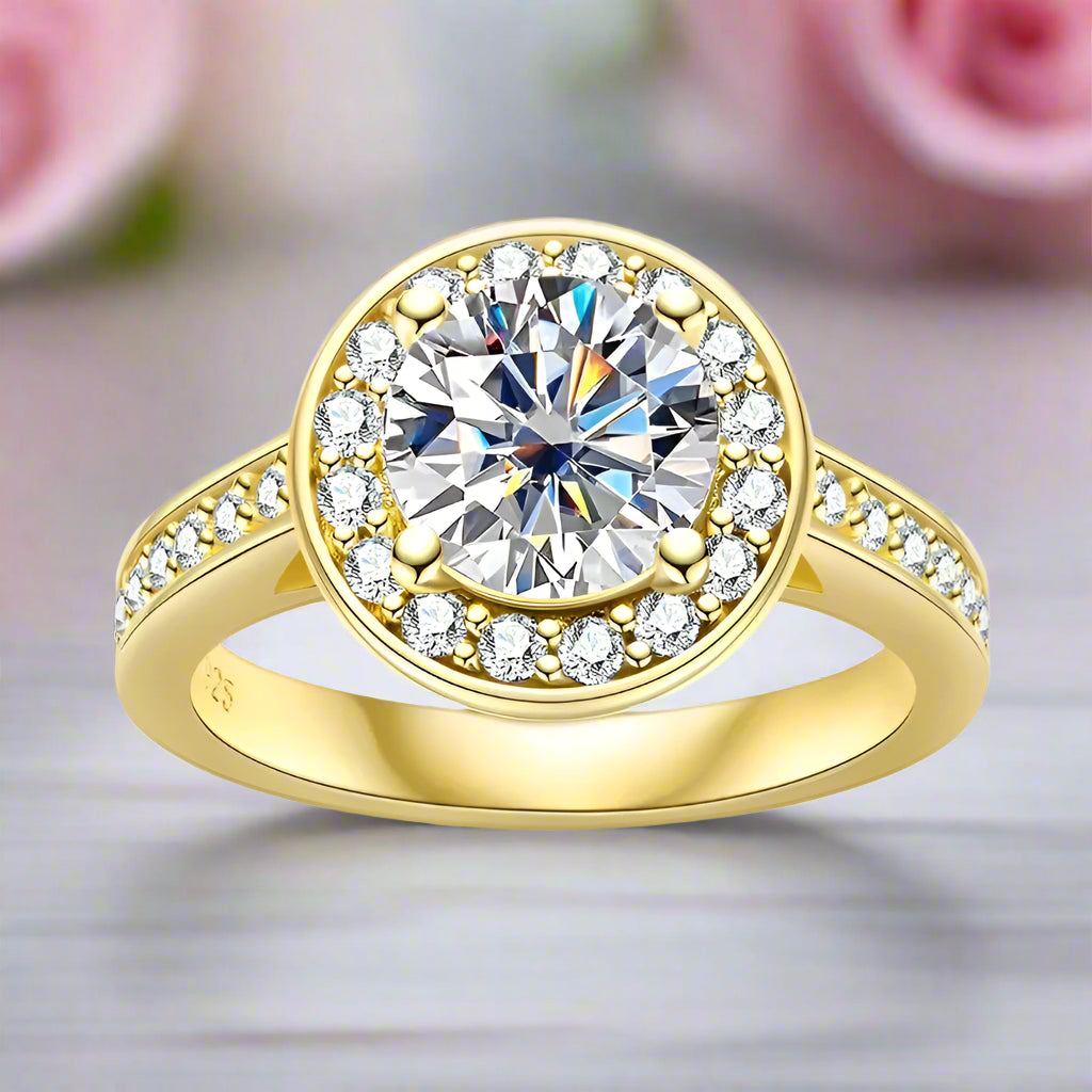 2.0ct Round Cut Diamond 14k Yellow Gold Overlay Engagement Ring-Black Diamonds New York