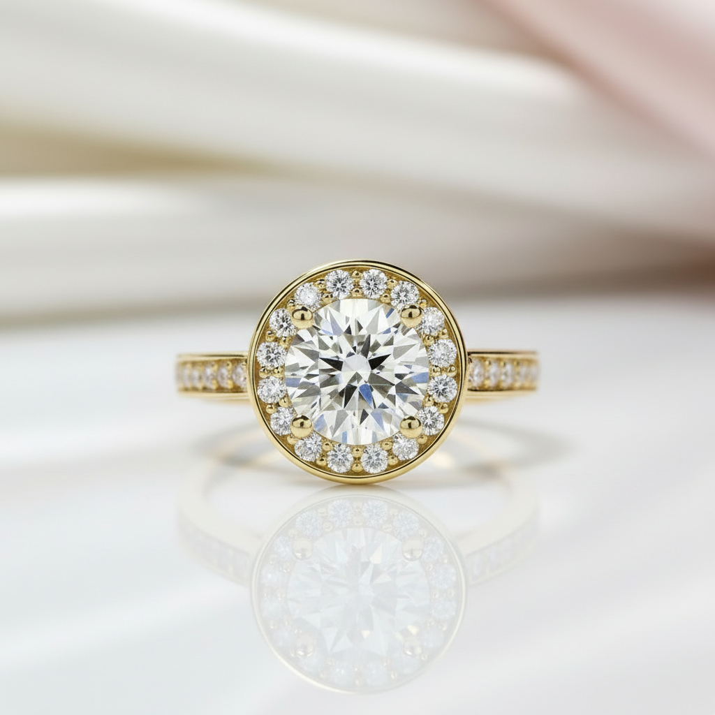 2.0ct Round Cut Diamond Option 14k Yellow Gold Overlay Engagement Ring-Black Diamonds New York