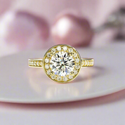 2.0ct Round Cut Diamond 14k Yellow Gold Overlay Engagement Ring-Black Diamonds New York