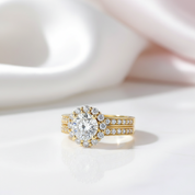 2.0ct Round Cut Diamond Halo Engagement Ring Set-Black Diamonds New York