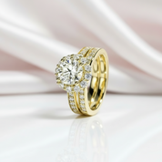 2.0ct Round Cut Diamond Halo Engagement Ring Set-Black Diamonds New York