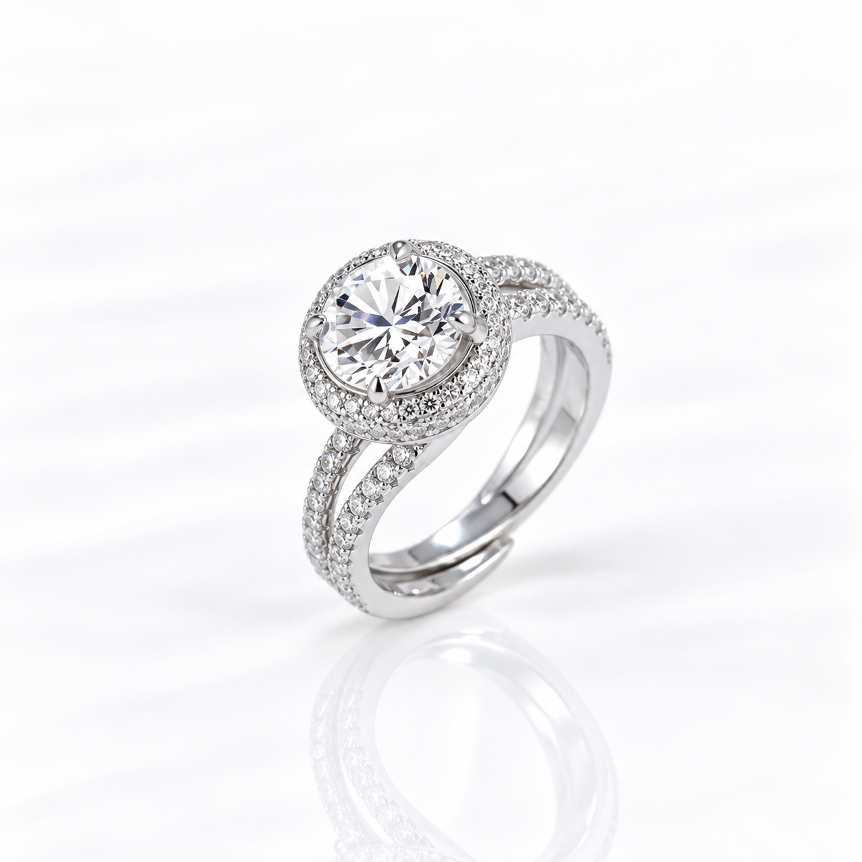 2.0ct Round Cut Halo Insert Wedding Ring Set-Black Diamonds New York