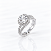 2.0ct Round Cut Halo Insert Wedding Ring Set-Black Diamonds New York