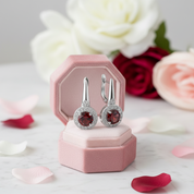 2.10 Ct Round Red Garnet Stud Earrings-Black Diamonds New York