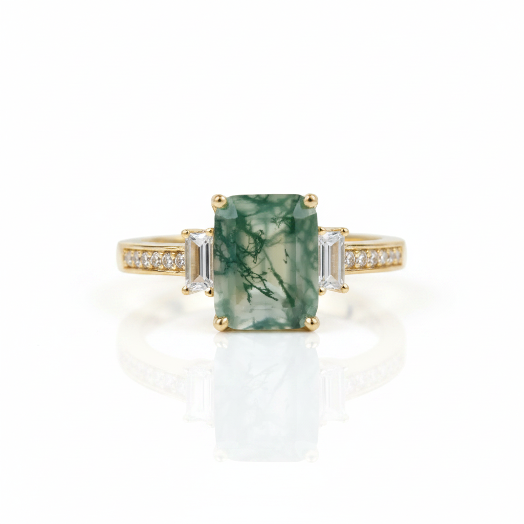 2.38 ct Emerald Cut Gemstone Three Stone Engagement Ring-Black Diamonds New York