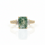 2.38 ct Emerald Cut Gemstone Three Stone Engagement Ring-Black Diamonds New York