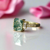 2.38 ct Emerald Cut Natural Gemstone There Stone Engagement Ring-Black Diamonds New York