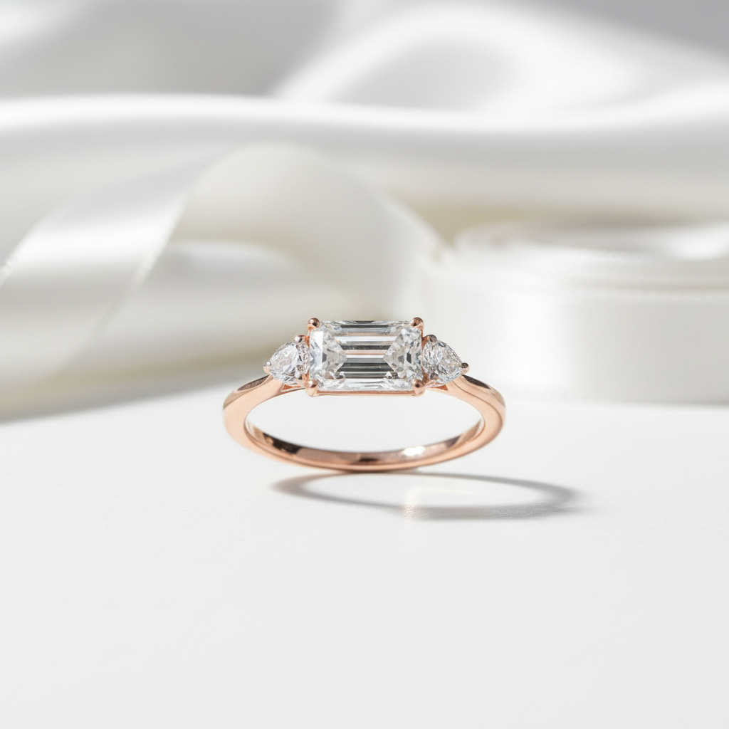 2.5 Carat Emerald Cut Three Stone Engagement Ring-Black Diamonds New York