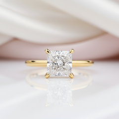 2.5 Carat Princess Cut Yellow Gold Ring Set