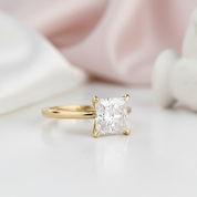 2.5 Carat Princess Cut Yellow Gold Ring Set-Black Diamonds New York
