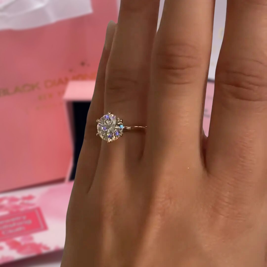 Ct Brilliant Round Cut Diamond Engagement Ring – Black