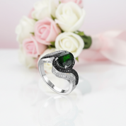 2.5 Ct Chrome Diopside Spinel Engagement Ring-Black Diamonds New York