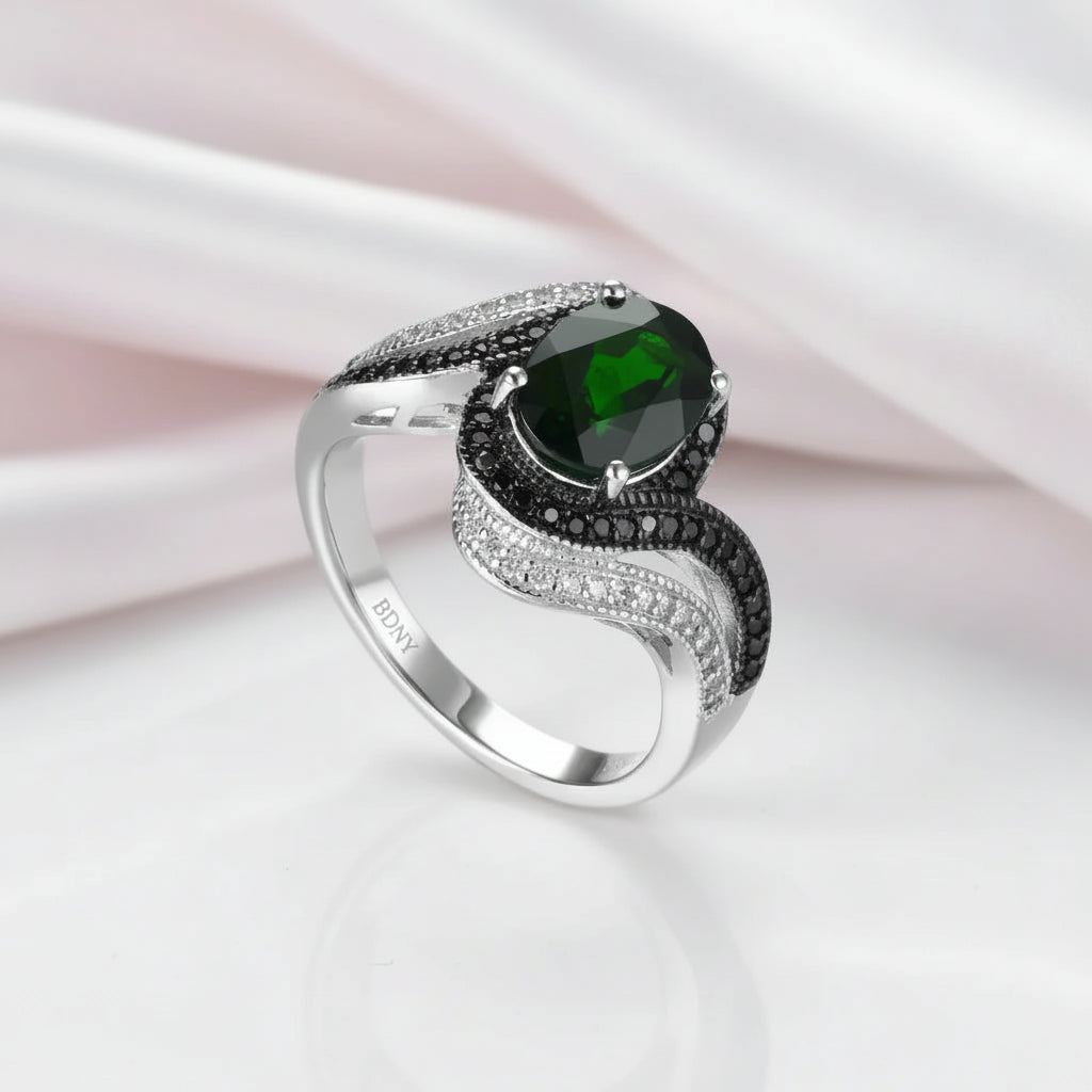 2.5 Ct Chrome Diopside Spinel Engagement Ring-Black Diamonds New York