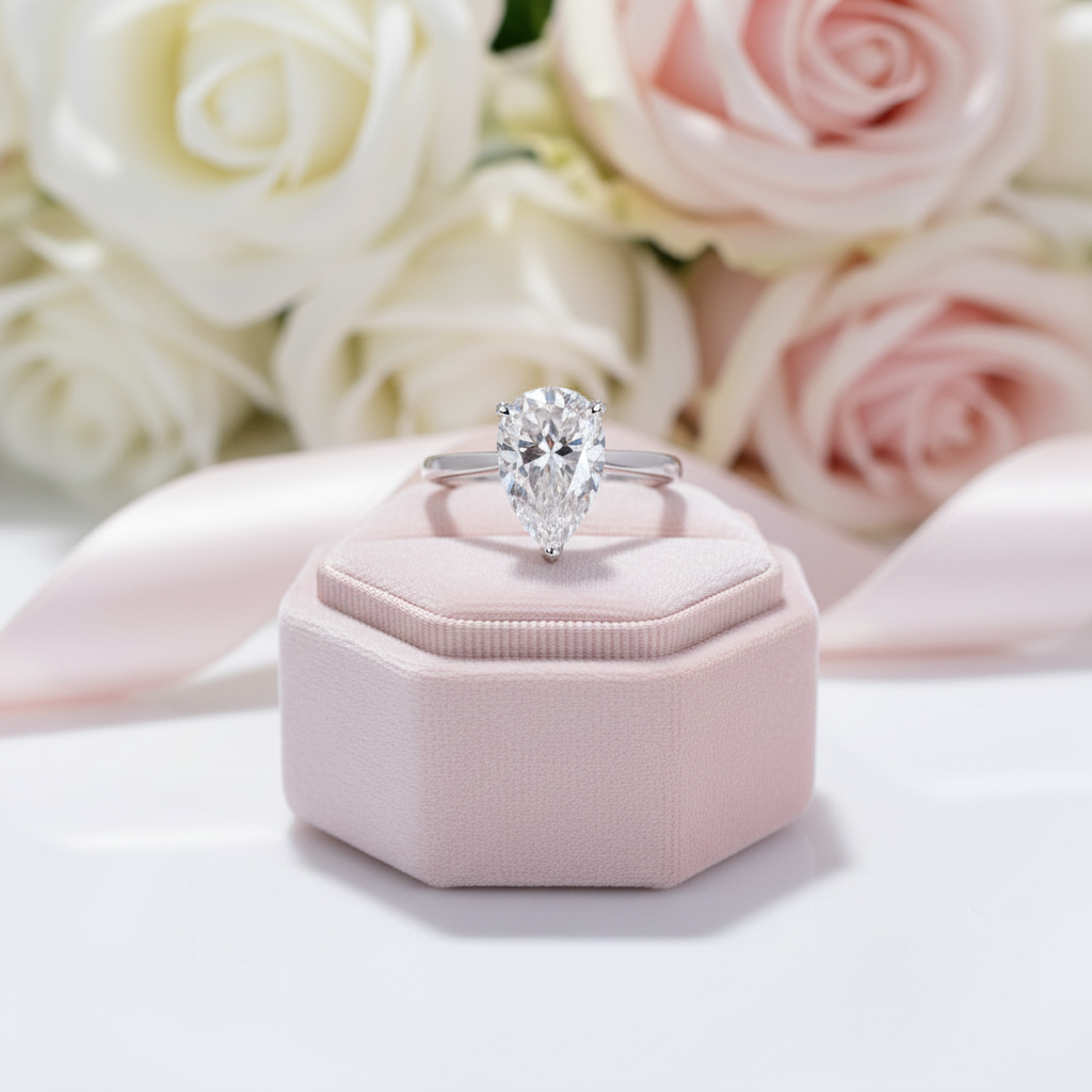 2.5 Ct Pear Cut Diamond Option Engagement Ring-Black Diamonds New York