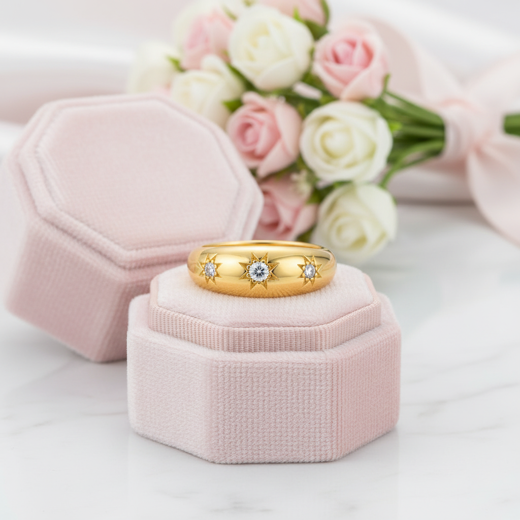 2.5mm Three Stars Diamond Option Wedding Band-Black Diamonds New York