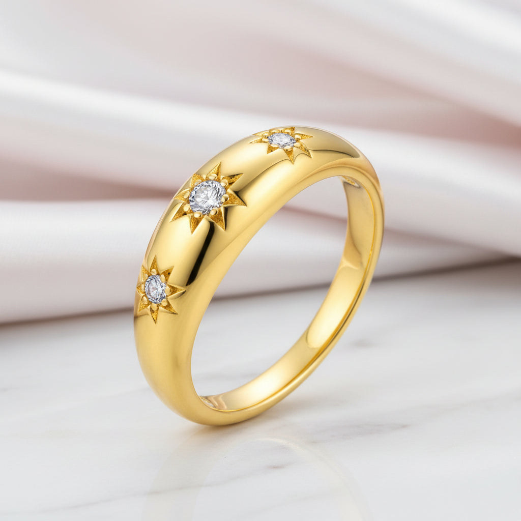 2.5mm Three Stars Diamond Option Wedding Band-Black Diamonds New York