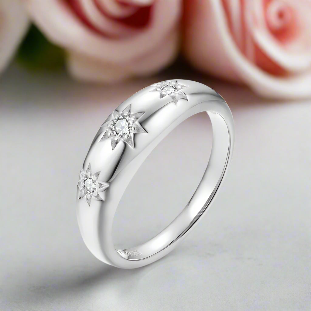 2.5mm Three Stars Diamond Wedding Band-Black Diamonds New York