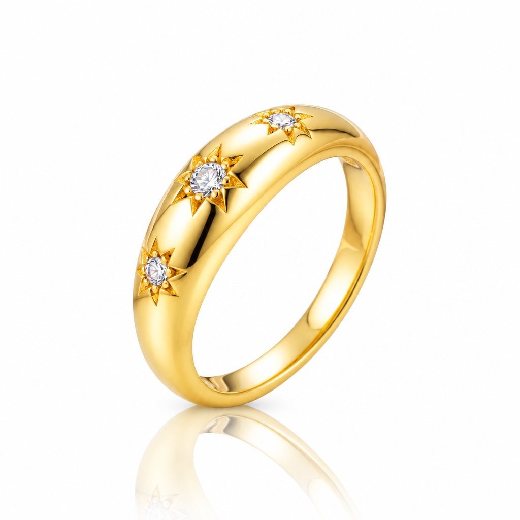 2.5mm Three Stars Diamond Option Wedding Band-Black Diamonds New York