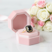 2.6ct Radiant Cut Black Spinel Classic Halo Engagement Ring-Black Diamonds New York