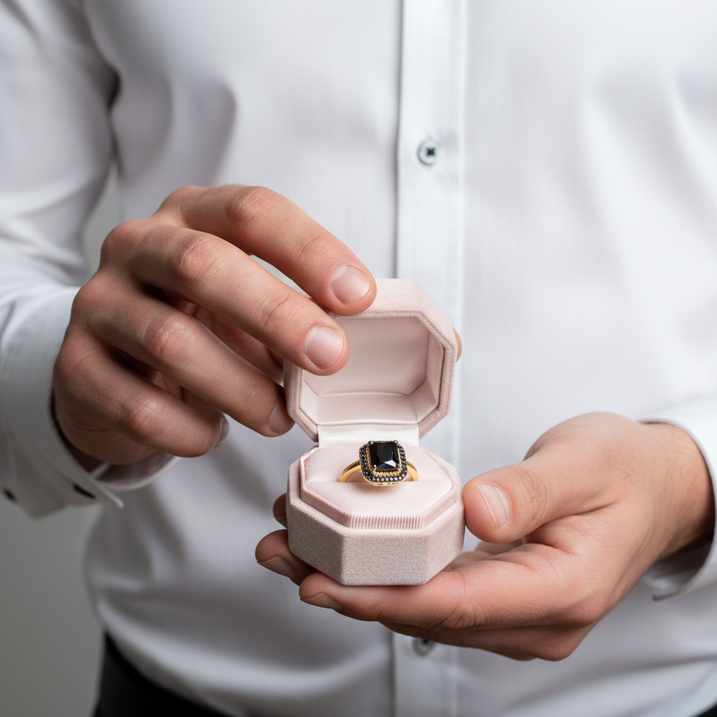 2.6ct Radiant Cut Black Spinel Classic Halo Engagement Ring-Black Diamonds New York