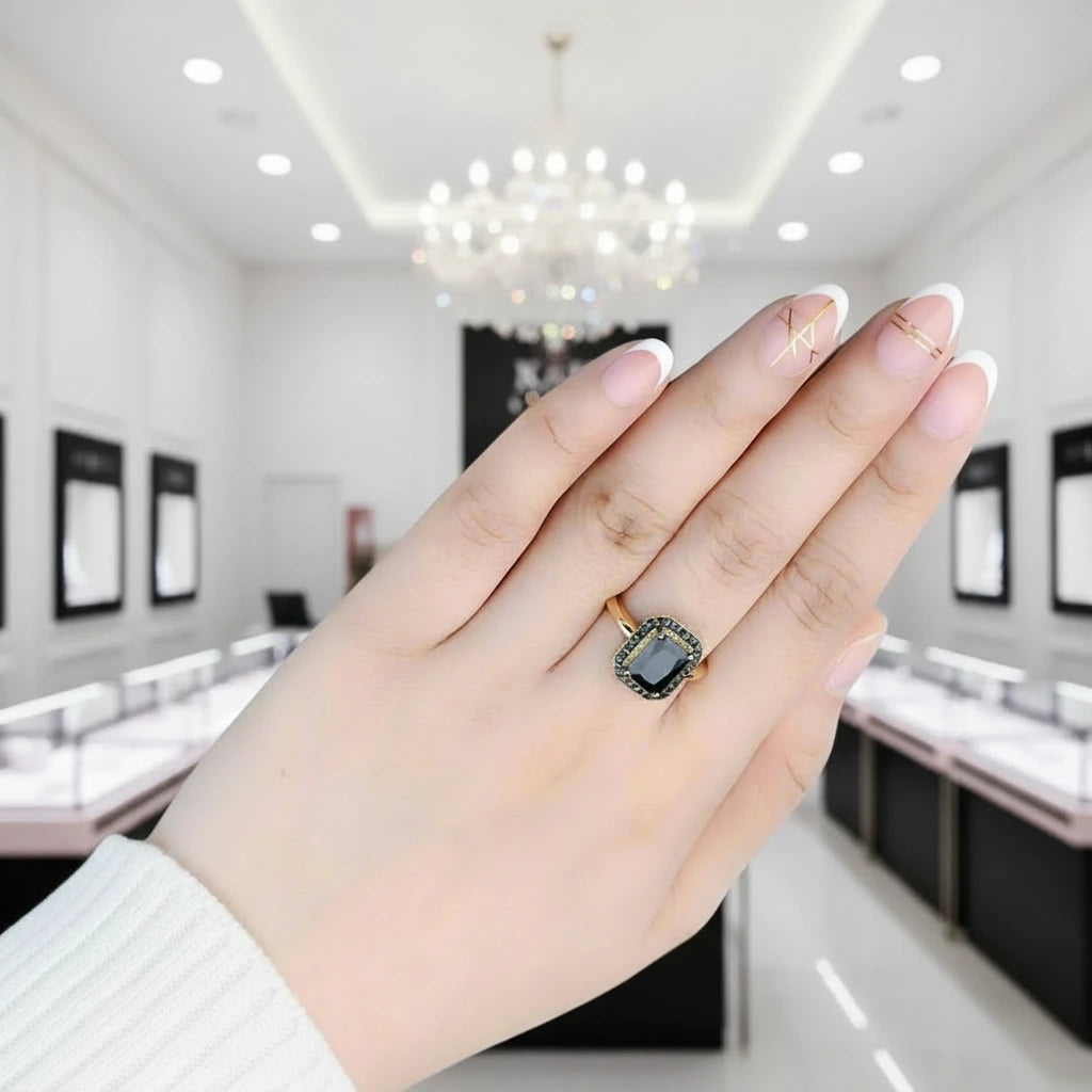 black spinel spinel gem ring
