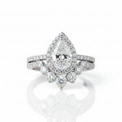 2.7Ct Halo Pear Cut Diamond Option Engagement Ring Set-Black Diamonds New York