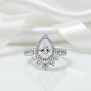 2.7Ct Halo Pear Cut Diamond Engagement Ring Set-Black Diamonds New York