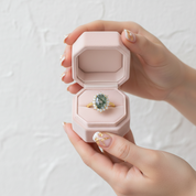 2.85 ct Moss Agate Oval Cut Cluster Halo Engagement Ring-Black Diamonds New York