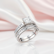 2.96 Ct Princess Cut White Diamond Ring Set-Black Diamonds New York