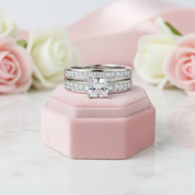 2.96 Ct Princess Cut White Diamond Ring Set-Black Diamonds New York