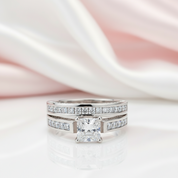 2.96 Ct Princess Cut White Diamond Ring Set-Black Diamonds New York