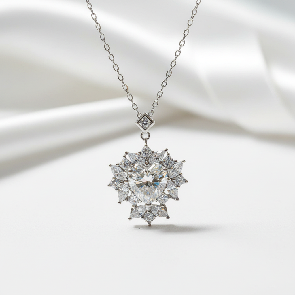 2.0 Ct Heart Cut Diamond Pendant Necklace-Black Diamonds New York