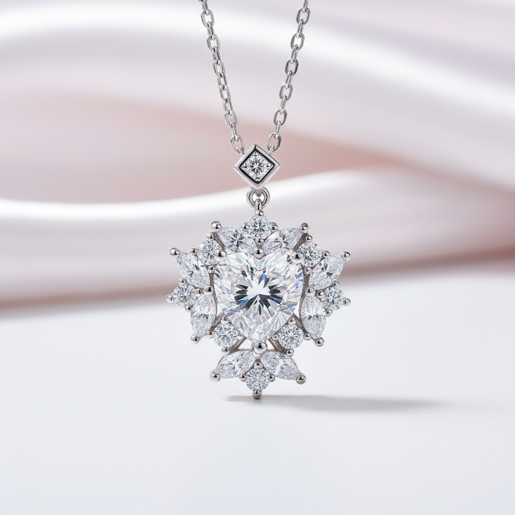 2.0 Ct Heart Cut Diamond Option Pendant Necklace-Black Diamonds New York