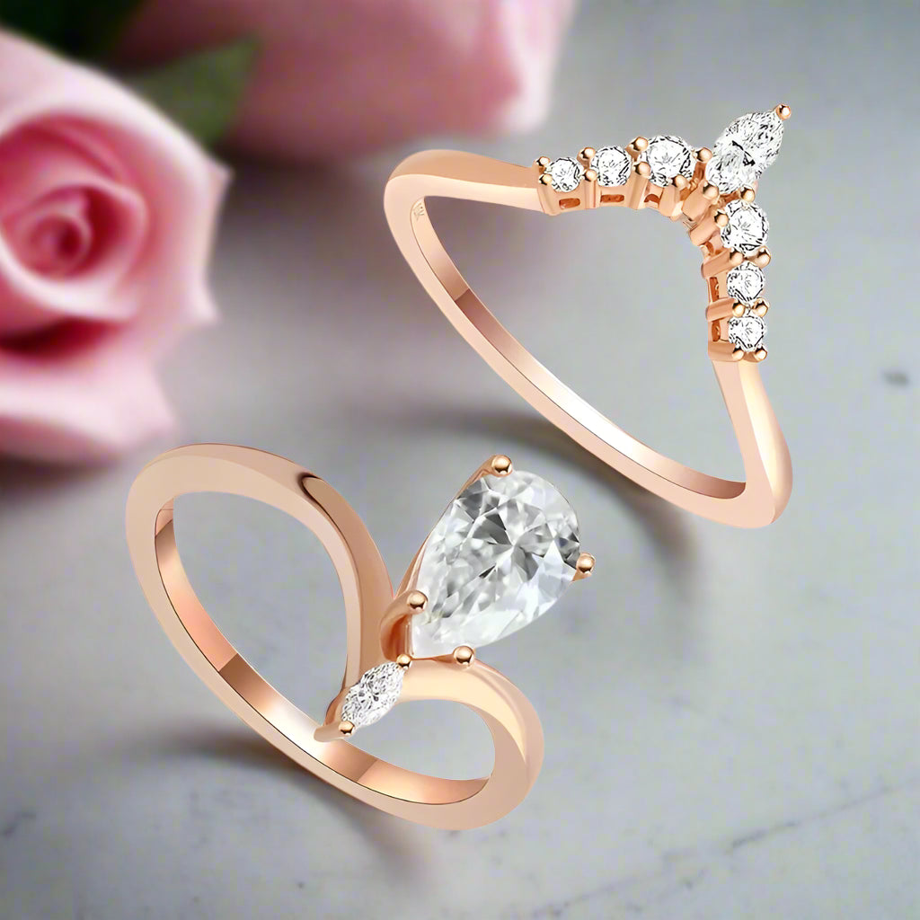 2.0 Ct Pear Cut Diamond Engagement Ring Set-Black Diamonds New York