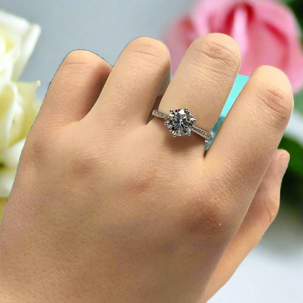 2.0 Ct Round Cut Diamond Engagement Ring-Black Diamonds New York