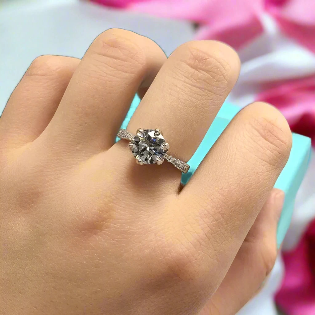 2.0 Ct Round Cut Diamond Maple Leaf Shaped Engagement Ring-Black Diamonds New York