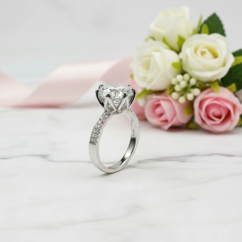 2.0 Ct Round Cut Diamond Option Maple Leaf Shaped Engagement Ring-Black Diamonds New York