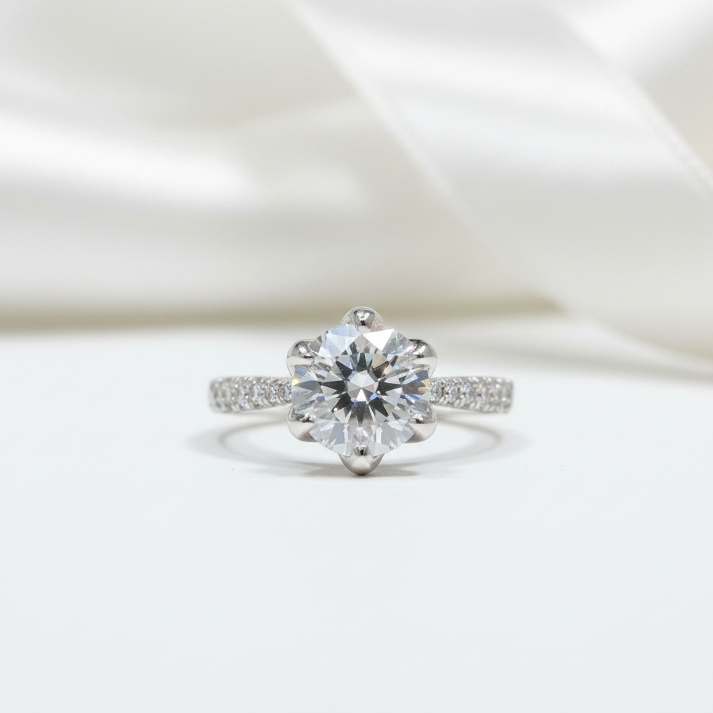 2.0 Ct Round Cut Diamond Option Maple Leaf Shaped Engagement Ring-Black Diamonds New York