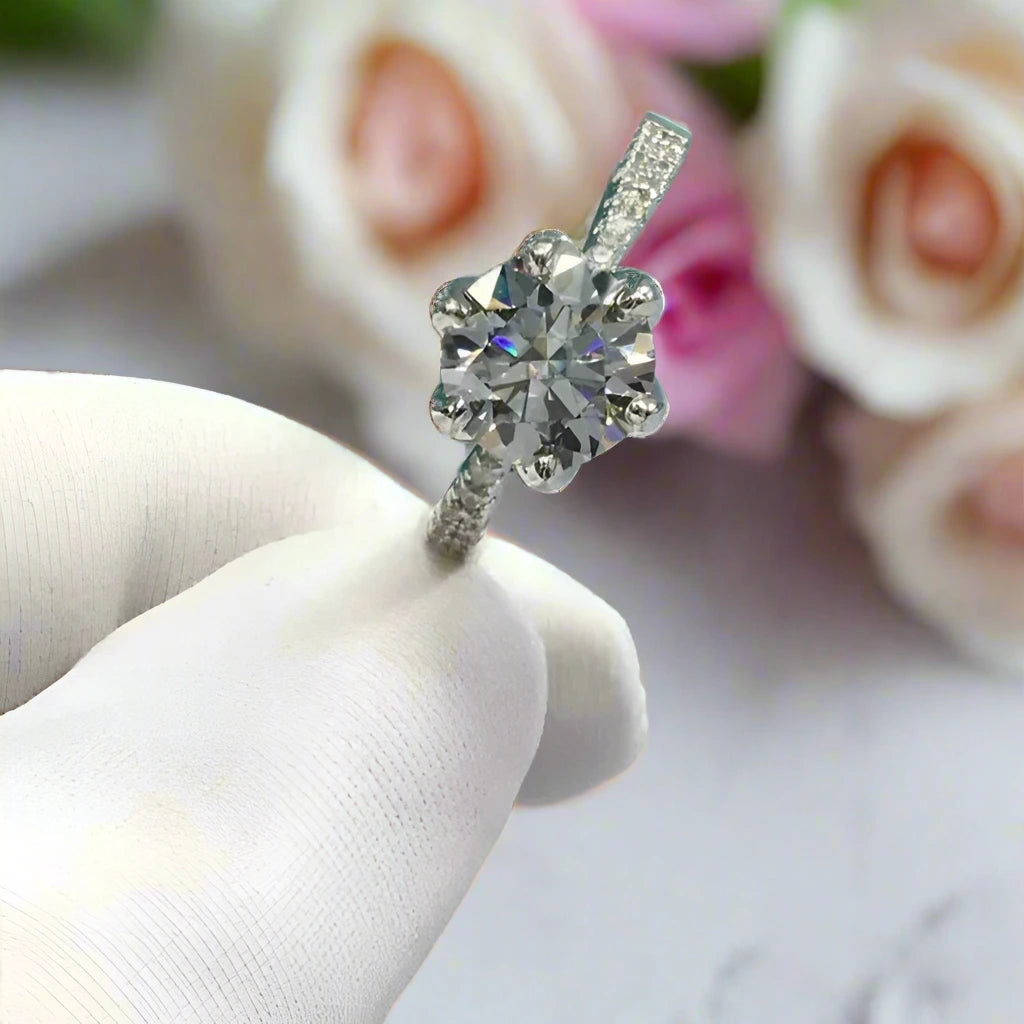 2.0 Ct Round Cut Diamond Maple Leaf Shaped Engagement Ring-Black Diamonds New York