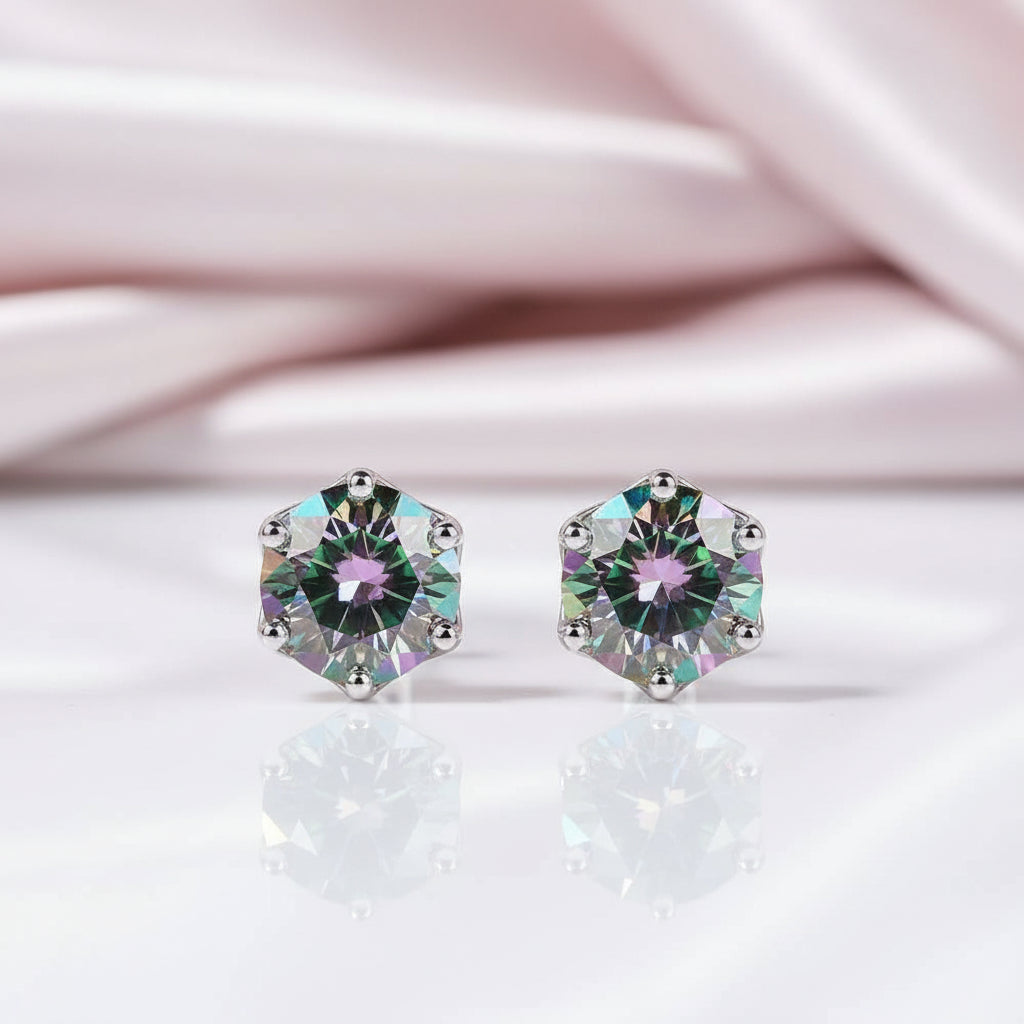 2.0 Ct Round Diamond 6 Prong Stud Earrings-Black Diamonds New York