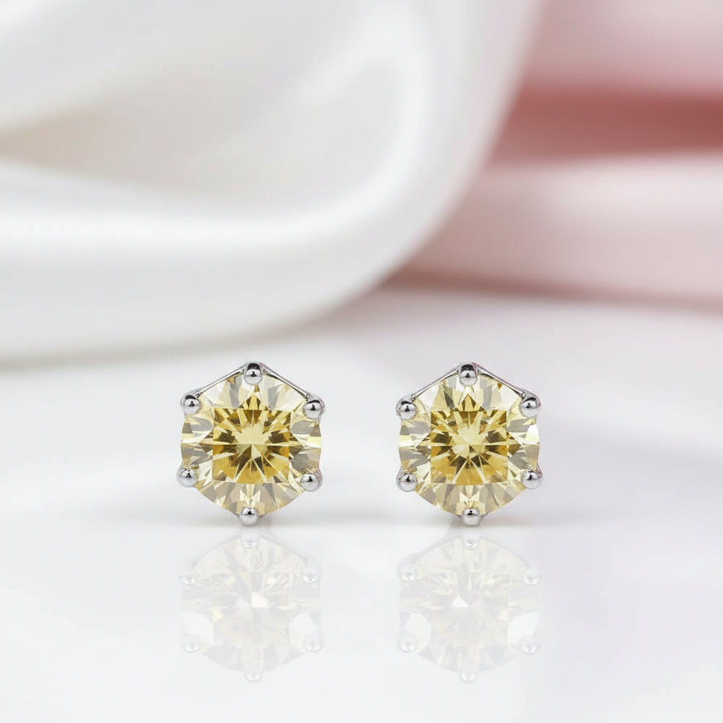 2.0 Ct Round Diamond 6 Prong Stud Earrings-Black Diamonds New York