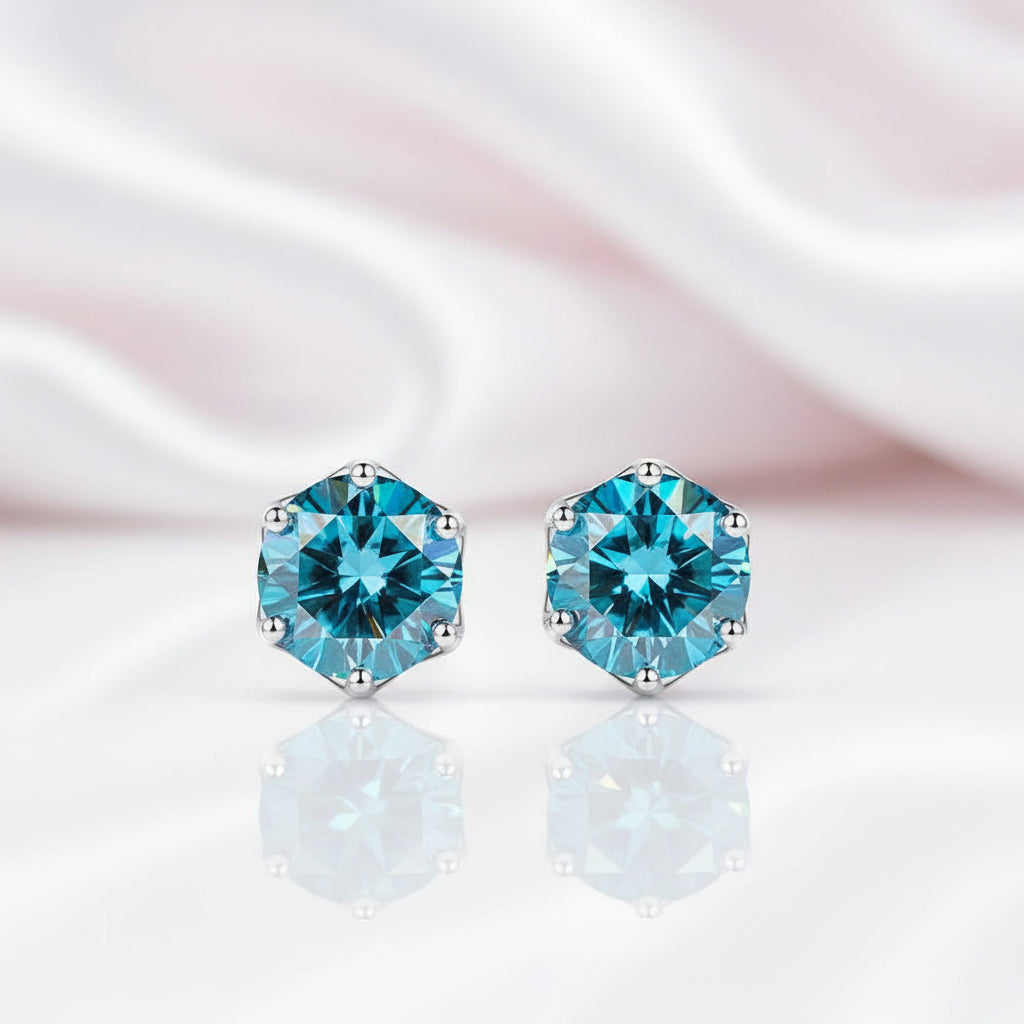 2.0 Ct Round Diamond 6 Prong Stud Earrings-Black Diamonds New York