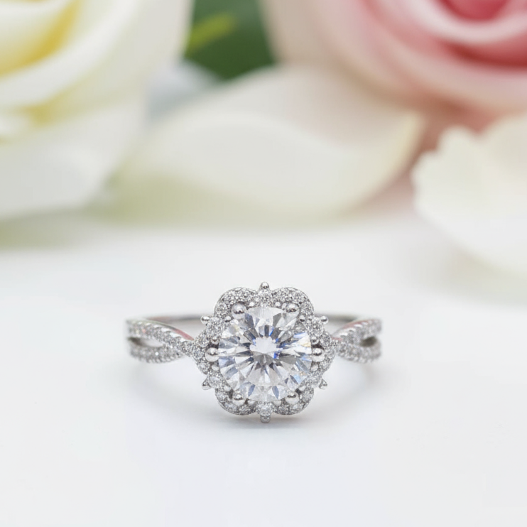 2.0 Ct Round Diamond Six Claw Engagement Ring-Black Diamonds New York