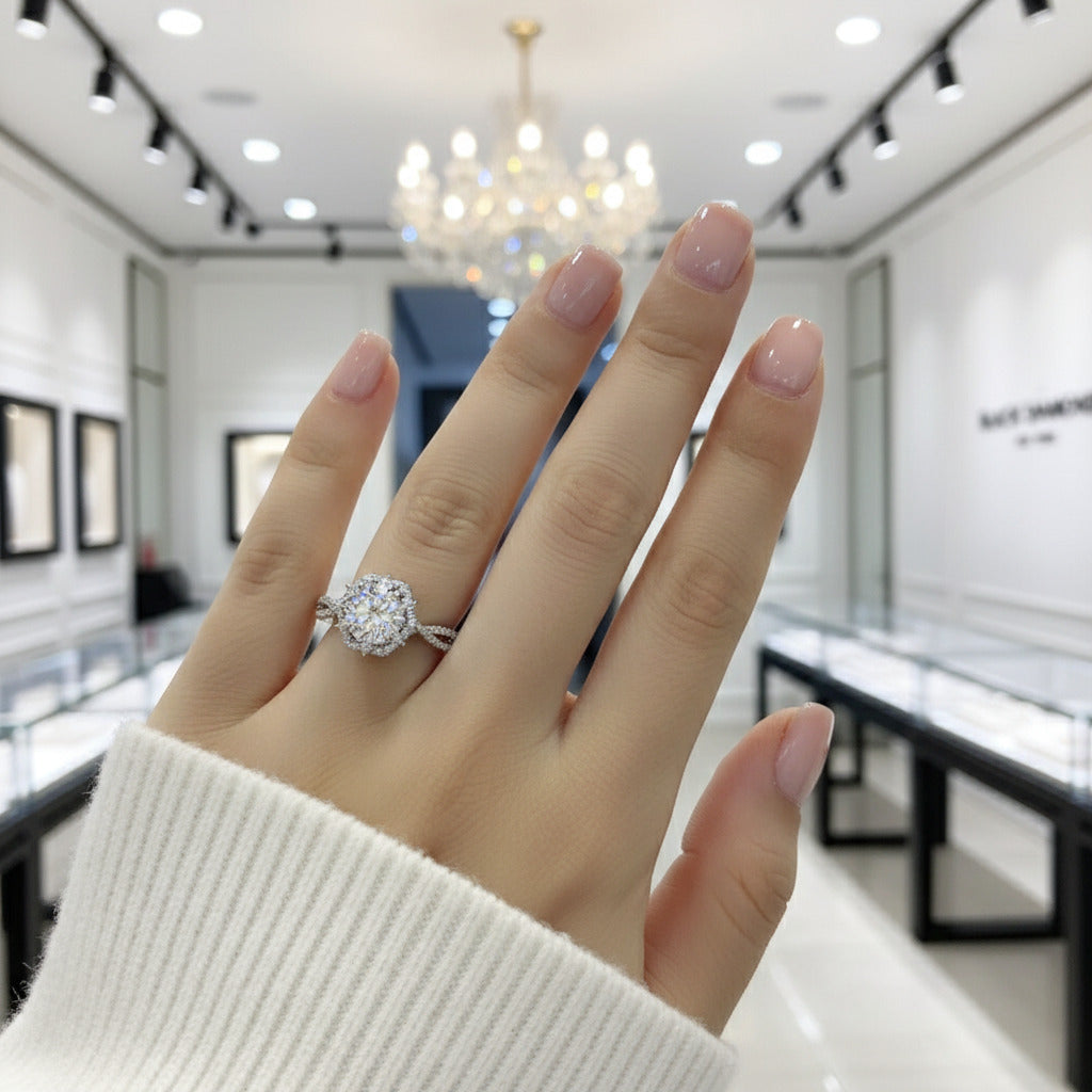 2.0 Ct Round Diamond Six Claw Engagement Ring-Black Diamonds New York