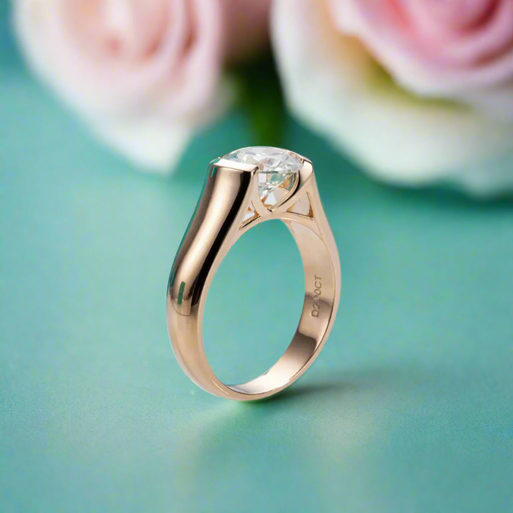 2.0 Ct Round Diamond Solitaire Engagement Ring-Black Diamonds New York