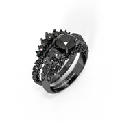 You're My Forever- 1.25 Carat Round Cut Diamond Option Skulls Promise Ring Set